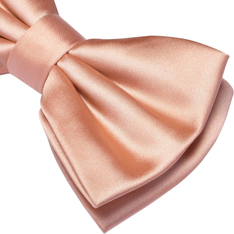 Branduce Solid Color Pre-tied Bow Tie and Pocket Square Lapel Pin Set for Men - Image 4